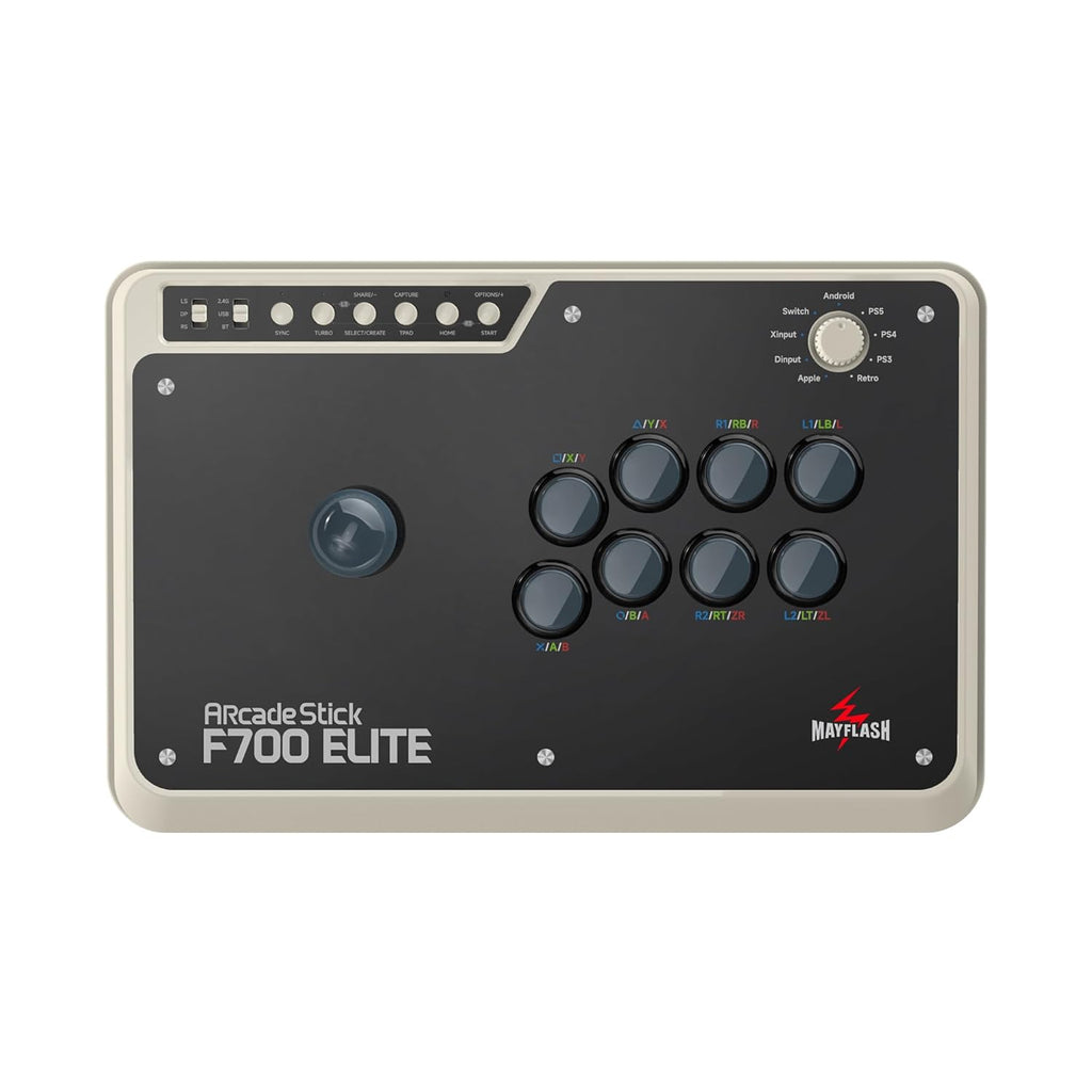 MAYFLASH Arcade Stick F700 Elite with Sanwa buttons and joystick for PS5, PS4, Switch/Switch 2, Windows, Apple, Android and more. Fighting Stick Support Wireless Bluetooth, 2.4G and Wired Connection