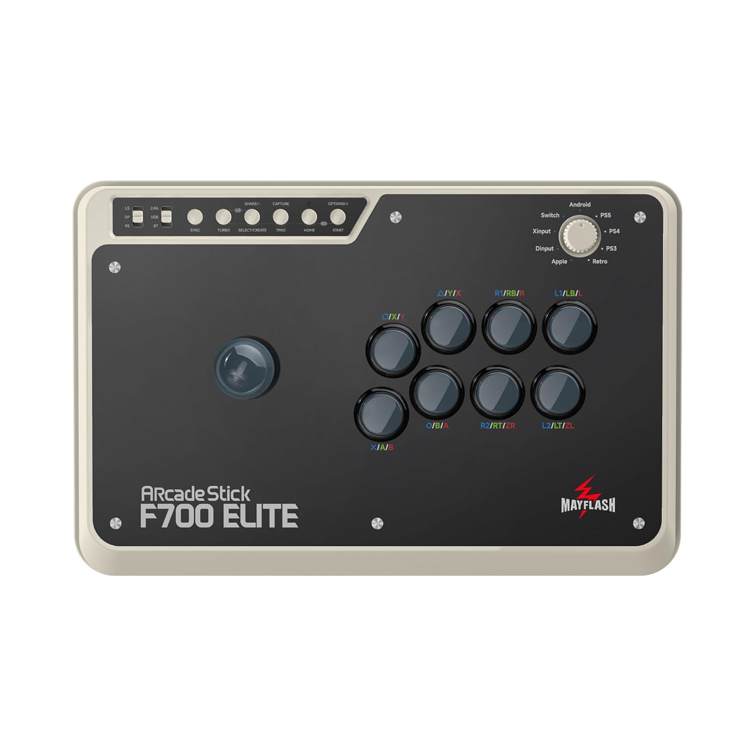 MAYFLASH Arcade Stick F700 Elite with Sanwa buttons and joystick for PS5, PS4, Switch/Switch 2, Windows, Apple, Android and more. Fighting Stick Support Wireless Bluetooth, 2.4G and Wired Connection