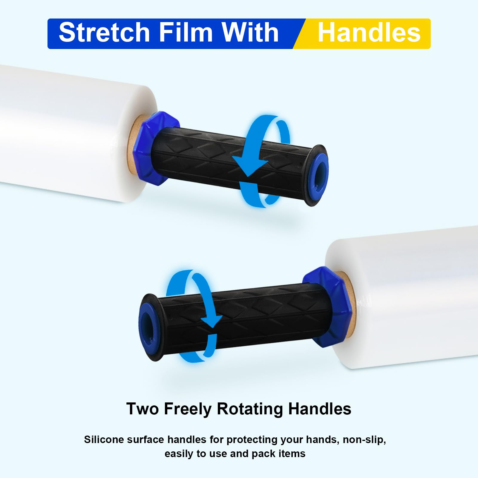 Stretch Film, RAZCC Stretch Wrap Industrial Strength, Shrink Wrap for Pallet Wrap, Heavy Duty Clear Plastic Wrap with Handles, Moving Wrapping Plastic Roll, 15" x 1000 Ft Per Roll, 60 Gauge, 1 Pack