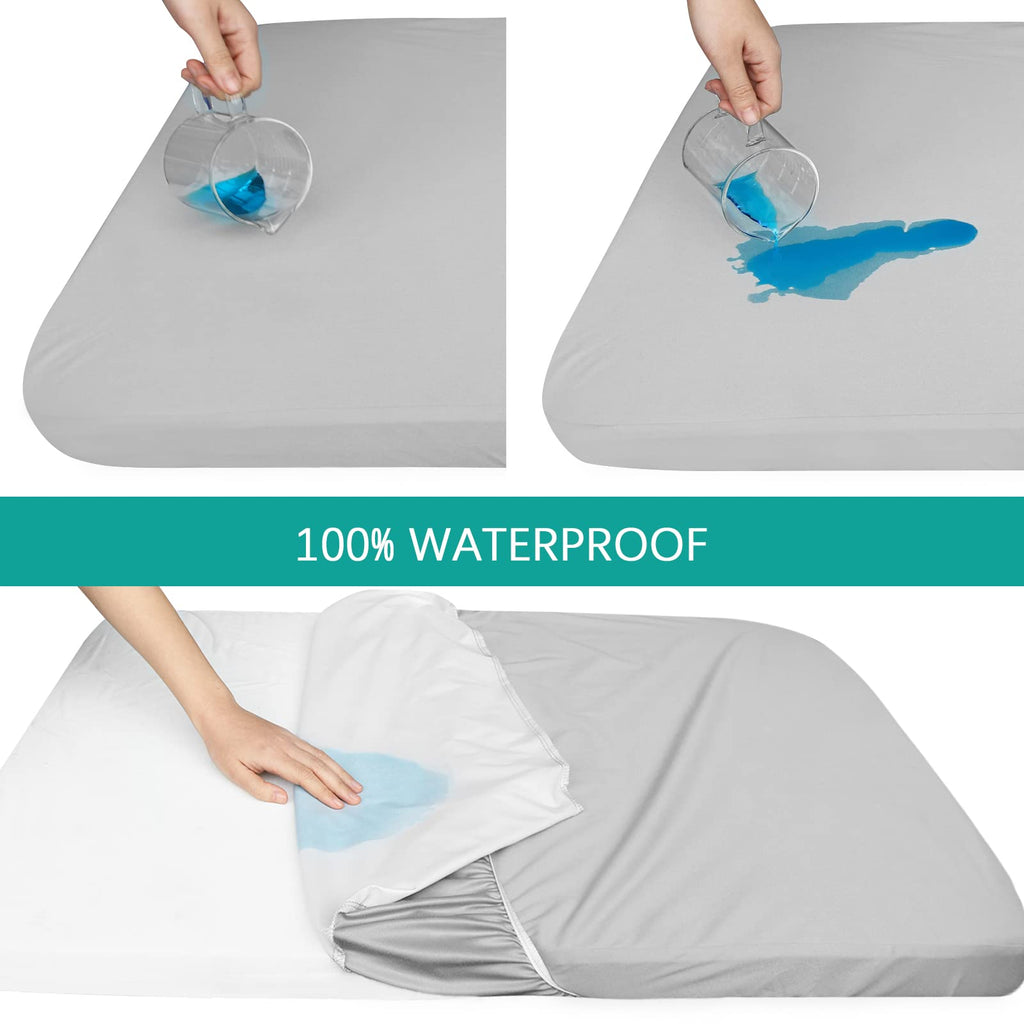 2 Pack Twin Mattress Protector Waterproof, Noiseless & Soft Coverage Mattress Fitted Sheet Twin with Deep Pocket up to 14", Super Breathable & Easy Wash Twin Size Mattress Protector
