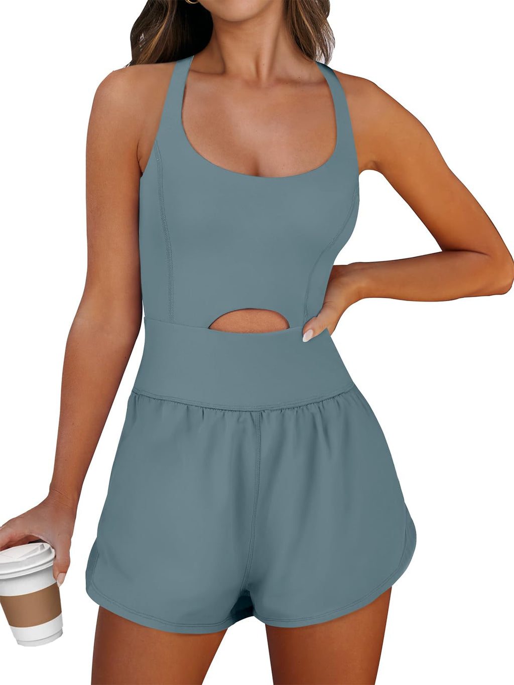 Caracilia Women's Workout Athletic Romper Summer Sets Short Jumpsuits Onesie Running Outfits Exercise Gym 2026 Trendy Clothes