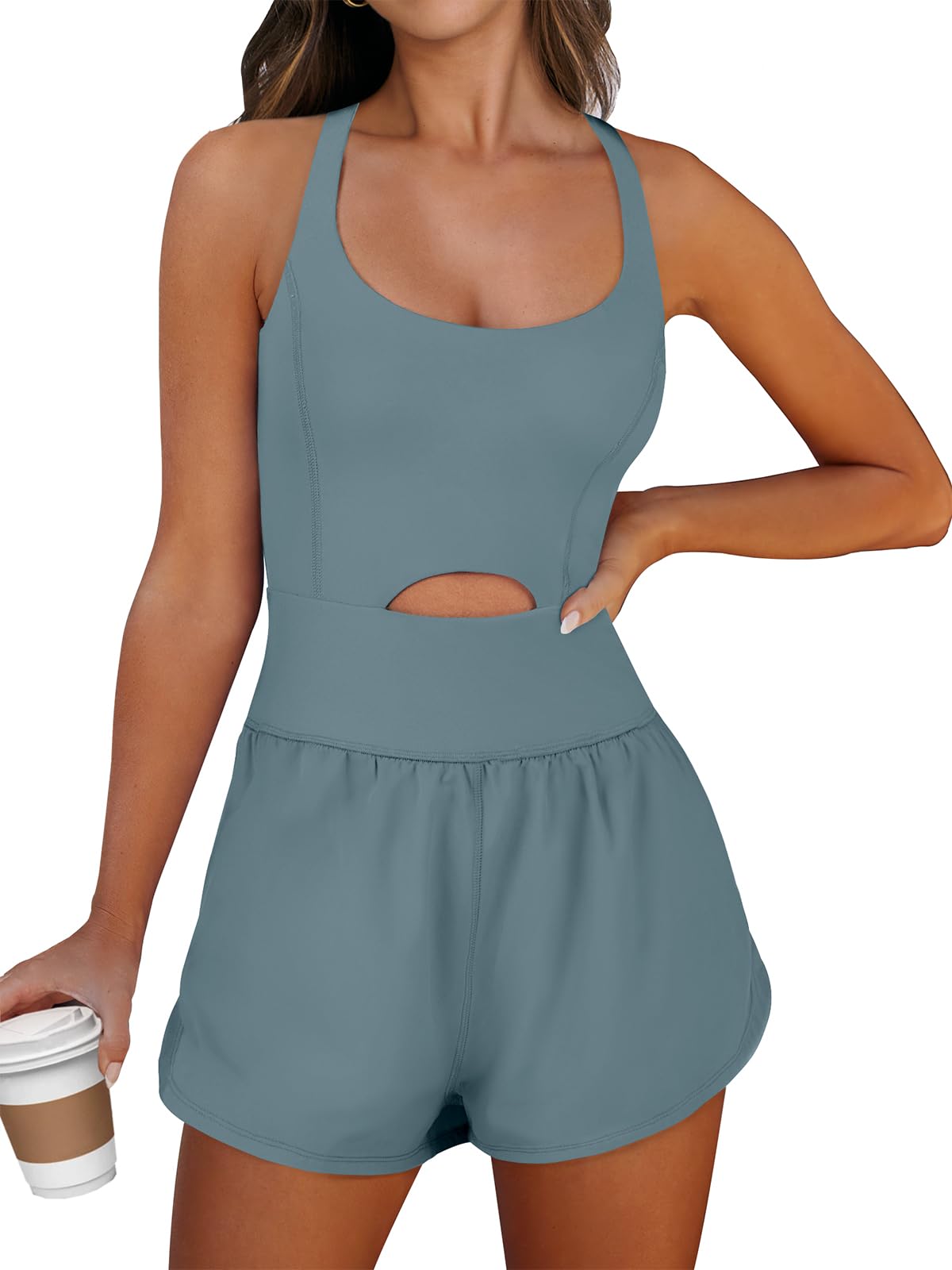 Caracilia Women's Workout Athletic Romper Summer Sets Short Jumpsuits Onesie Running Outfits Exercise Gym 2026 Trendy Clothes