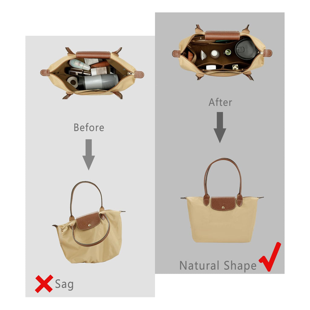 ZTUJO Purse Organizer Insert For Handbag & Tote Shaper,Tote Bag Organizer Insert For Speedy Neverful, 6 Sizes(Small, Silky Brown)
