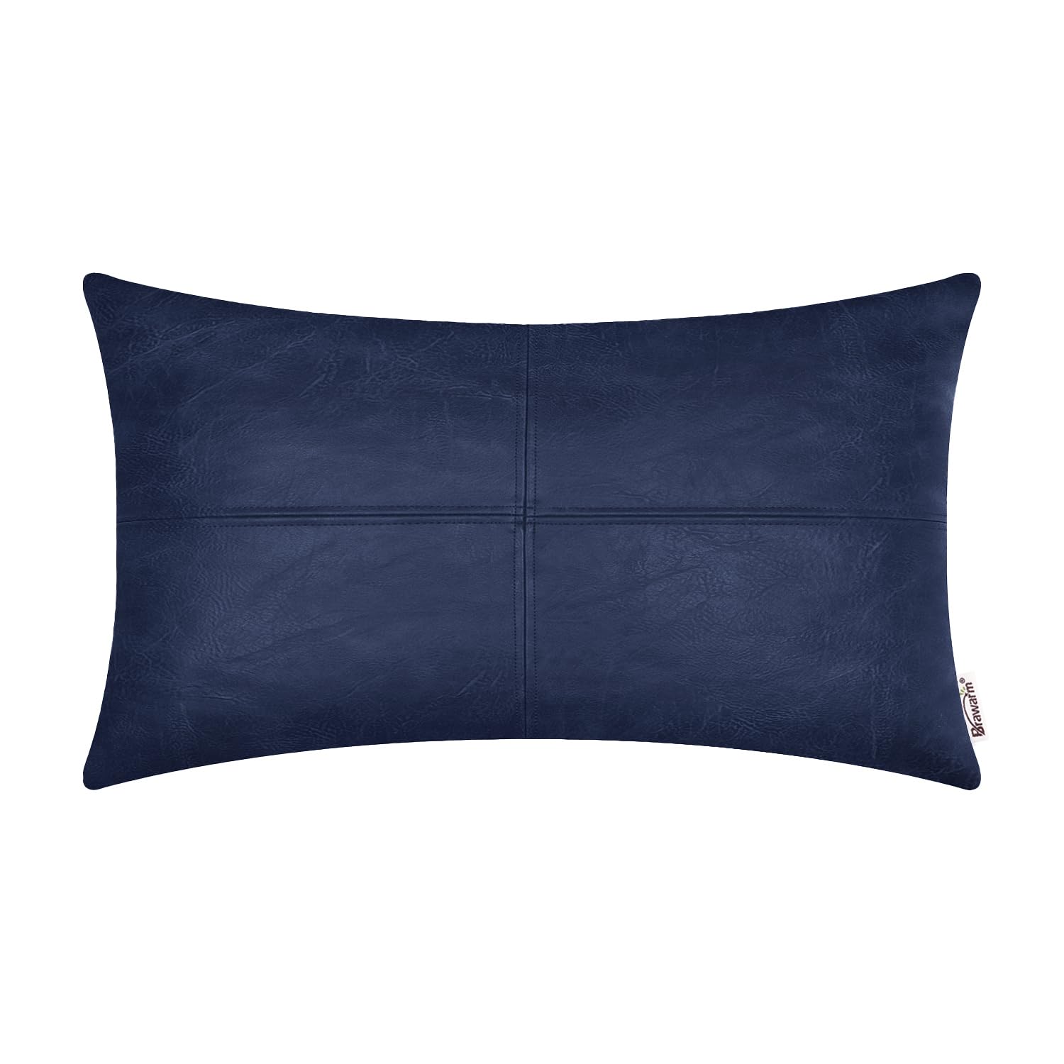 BRAWARM Faux Leather Throw Pillow Covers 16 X 16 Inches, Black Leather Pillow Cover, Hand Stitched Leather Decorative Pillow Cover for Couch Sofa Bed Living Room Home Garden