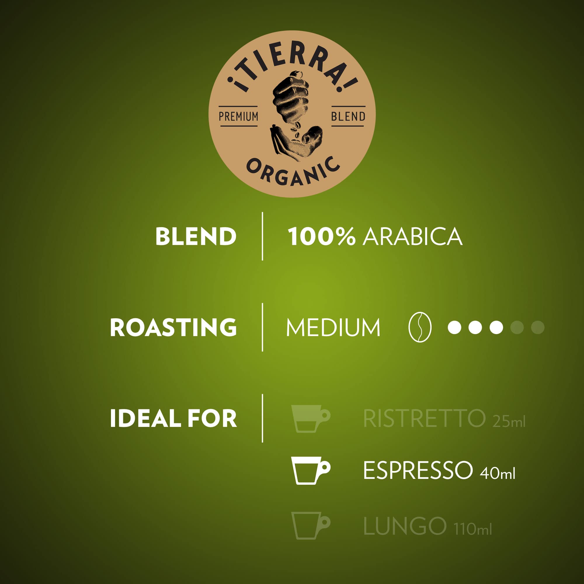 Lavazza TIERRA PLANET USDA ORGANIC Espresso Aluminum Capsules Compatible with Nespresso Original Machines, 10 Count, Medium Roast, 100% Arabica, Intensity 7 of 13