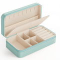 DesignSter Travel Jewelry Box, PU Leather Portable Jewelry Case, Small Jewelry Boxes for Gifts, Travel Jewelry Organizer for Women Rings Earrings Necklaces Bracelets (Avocado Green)