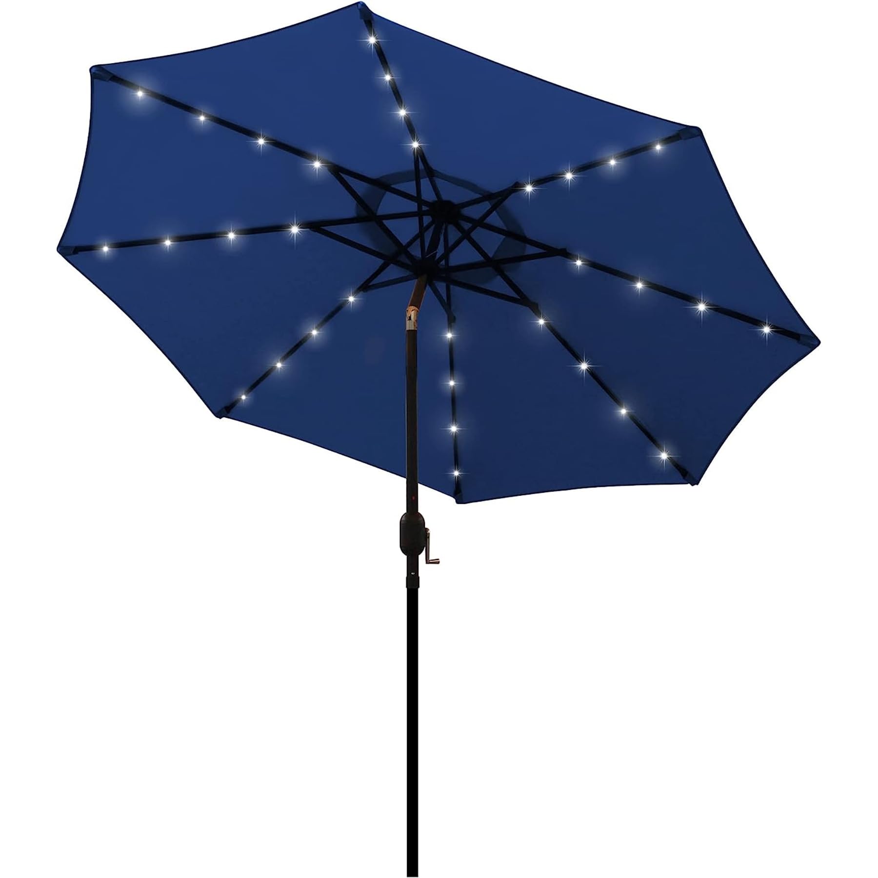 Blissun 9 ft Solar Umbrella, 32 LED Lighted Patio Umbrella, Table Market Umbrella, Outdoor Umbrella for Garden, Deck, Backyard, Pool and Beach (Light Blue)