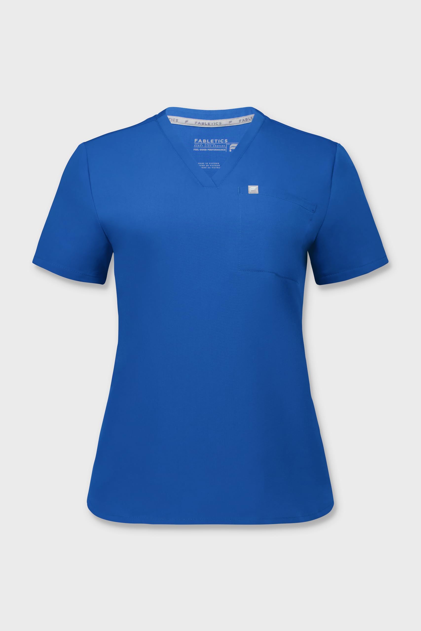 Fabletics Women's Vital 1-Pocket Scrub Top - MotionTech, Wrinkle-Resist, Chest Pocket, Anti-Shrink, Semi-Slim Fit