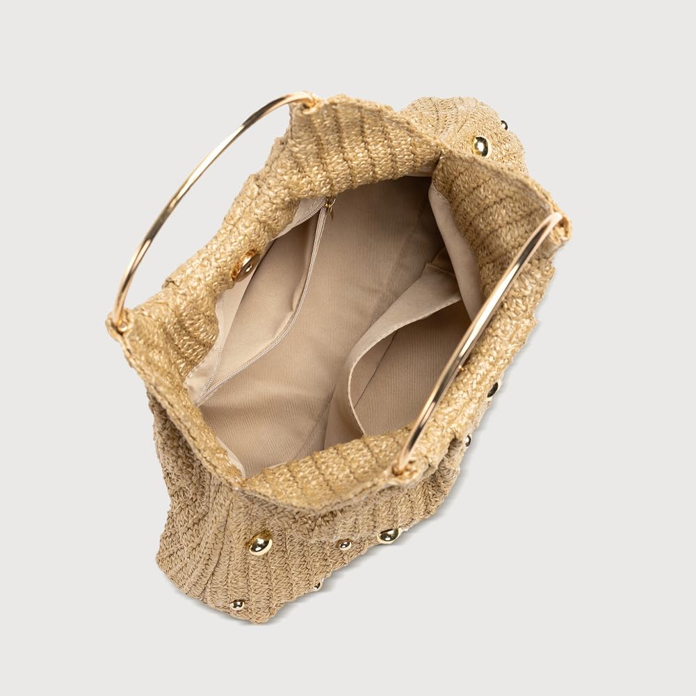 Chic Straw Clutch Purses for Women Top Handle Summer Bag Ideal Vacation Handbags Beach Woven Bag
