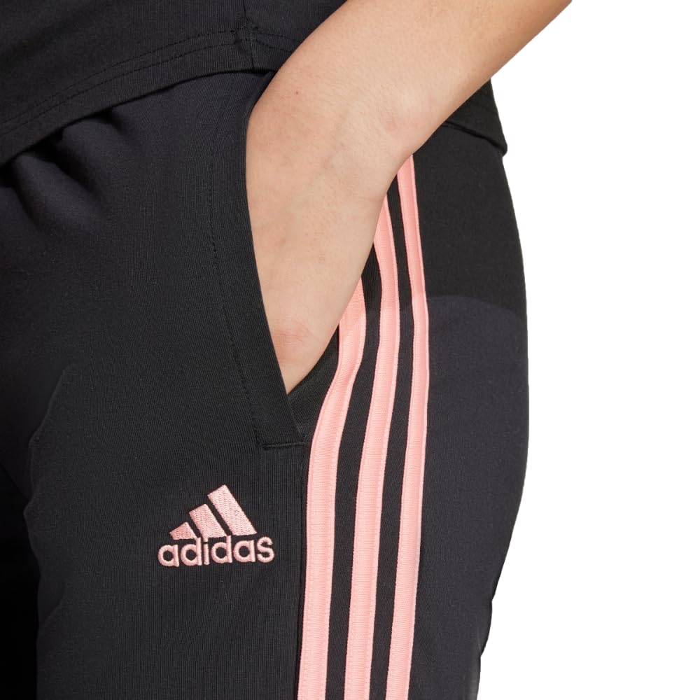 adidas Womens 3-Stripes Drawstring Sweatpants Training Casual - Black