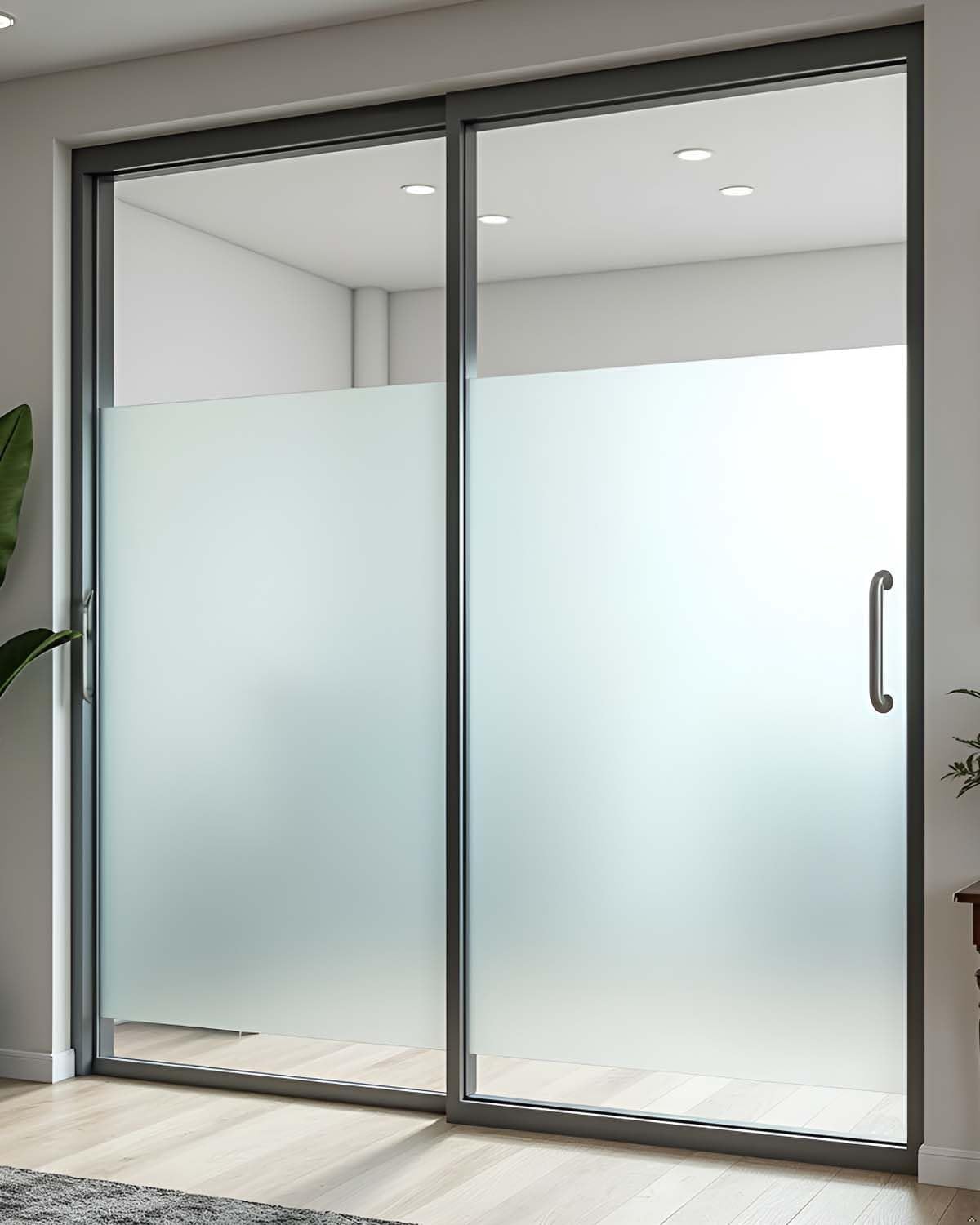 Window Privacy Blinds, Removable Glass Door Privacy Film, Suitable for Bathrooms, Offices, Static Cling Decorative Film, Reusable Window Stickers (Blinds, 17.5 x 78.7 inch)