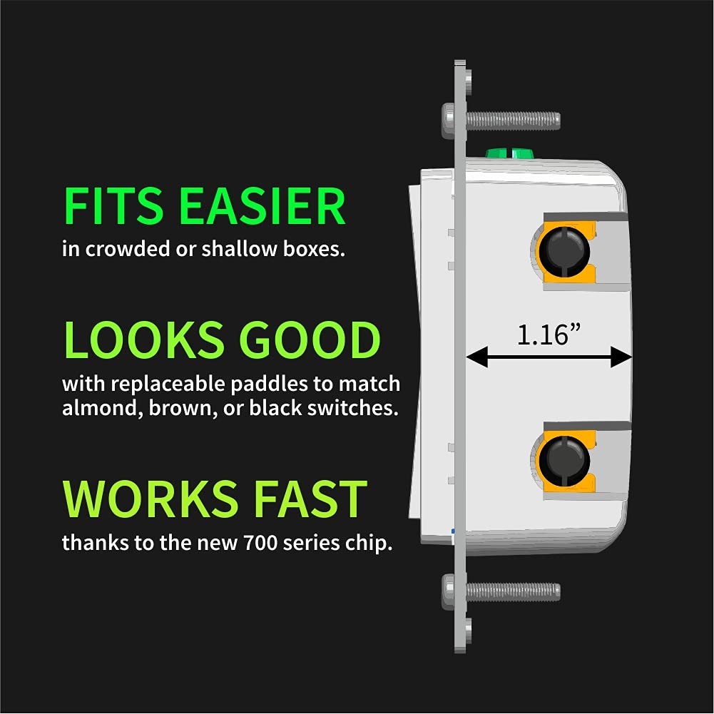 Zooz 800 Series Z-Wave Long Range Toggle Dimmer ZEN74, White | Direct 3-Way (No Add-On Switch Needed) | Z-Wave Hub Required