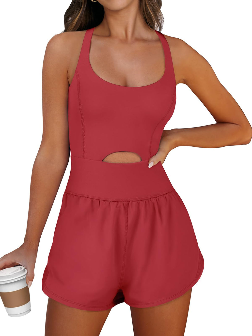 Caracilia Women's Workout Athletic Romper Summer Sets Short Jumpsuits Onesie Running Outfits Exercise Gym 2026 Trendy Clothes
