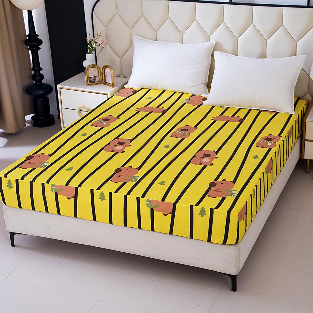Bedding Fitted Sheet with Deep Pocket,3D Pattern Printed Fabric Bed Sheets (Black Butterfly,Twin)