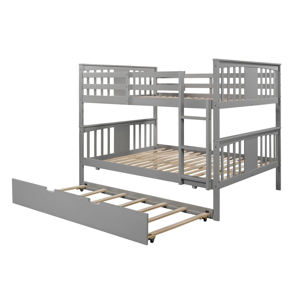 Merax Full Over Full Bunk Bed Convertible to Two Separate Beds, Solid Pine Wood Frame with Safety Guardrail & Headboard, Sturdy Durable Design, for Teens, Espresso