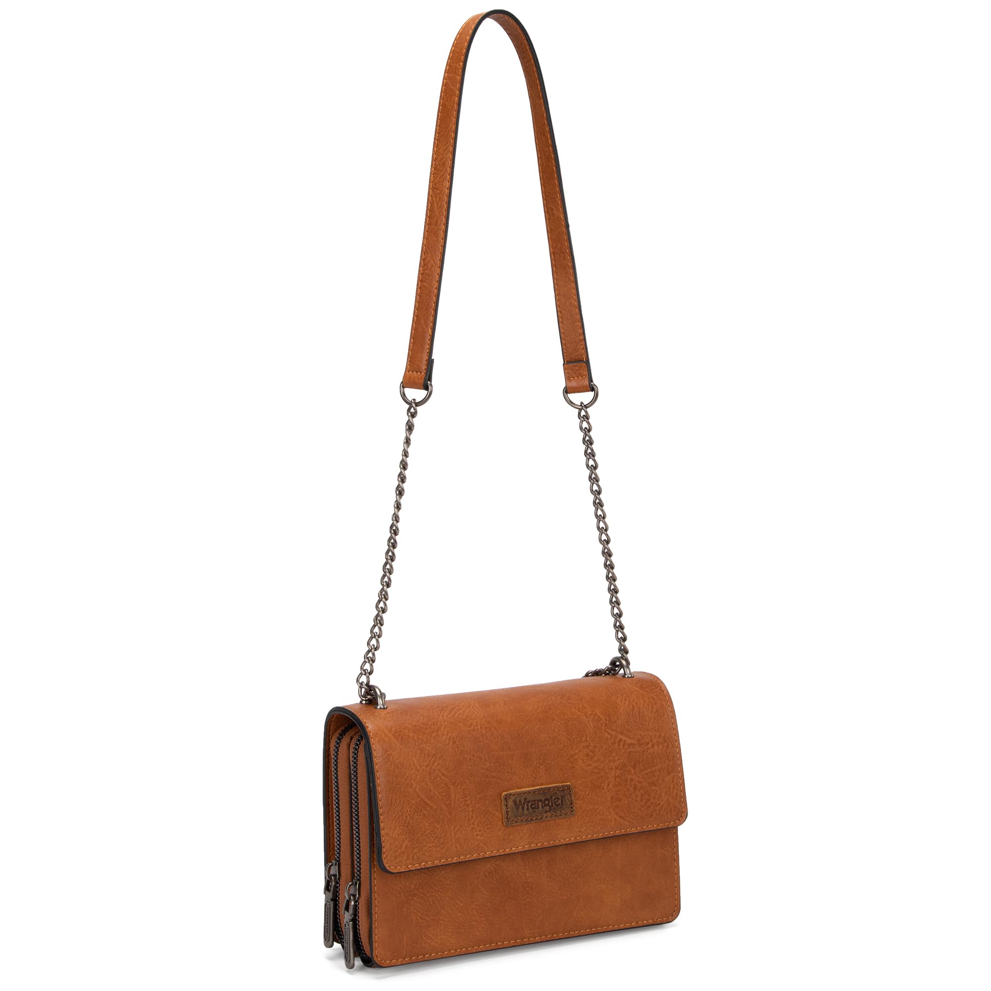Wrangler Flap Crossbody Purse for Women Shoulder Bag Vintage Wallets with Chain Strap