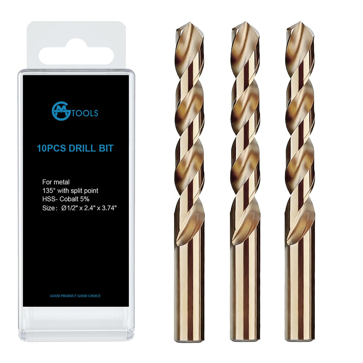 GMTOOLS 13Pcs Cobalt Drill Bits Set, M35 HSS 135 Degree Tip, Twist Jobber Length Drill Bit Kit for Hardened Metal, Cast Iron, Stainless Steel, Plastic and Wood with Storage Case 1/16"-1/4"