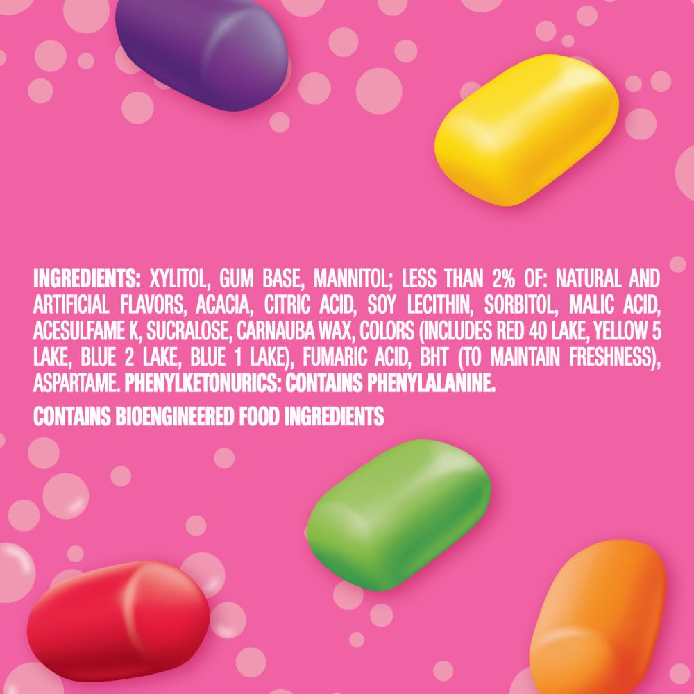 HUBBA BUBBA Minis SKITTLES Flavored Sugar Free Gum, Bubble Gum Packs, Candy Bulk, Resealable Bulk Bag
