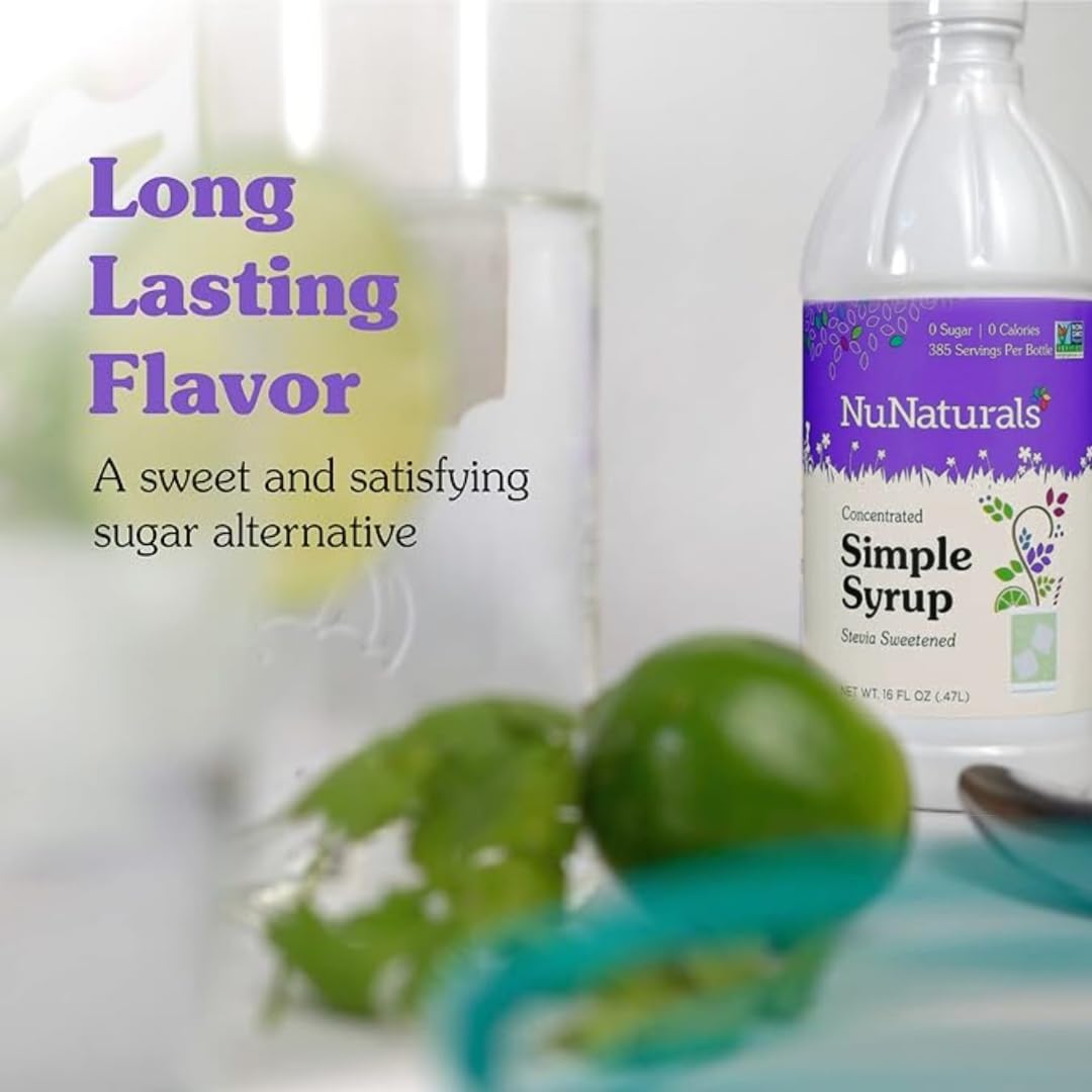 NuNaturals Stevia Syrup, Sugar-Free Sweetener, Plant-Based Sugar Substitute, Zero Calorie, Chocolate Flavor Syrup, 16 oz