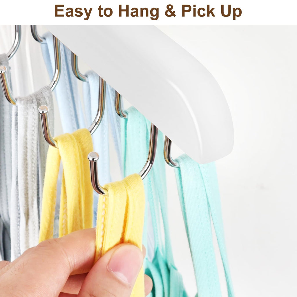 Bra Hanger for Closet, Tank Top Organizer 20 Hooks Capacity Foldable Wood Space Saving Hanger Closet Organizers and Storage for Dorm & Apartment for Tank Top, Hats, Scarf etc.