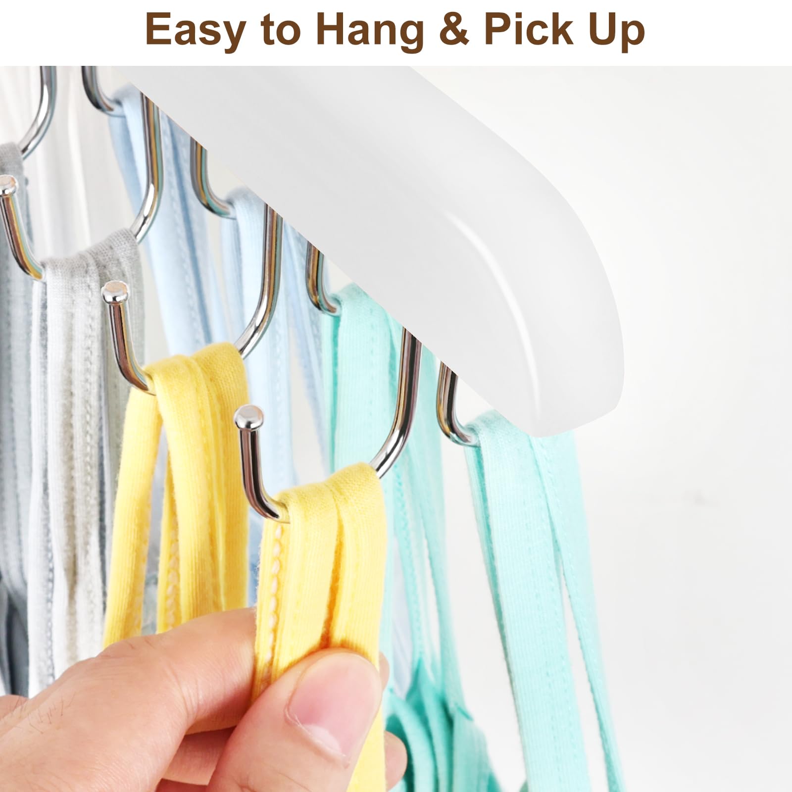 Bra Hanger for Closet, Tank Top Organizer 20 Hooks Capacity Foldable Wood Space Saving Hanger Closet Organizers and Storage for Dorm & Apartment for Tank Top, Hats, Scarf etc.