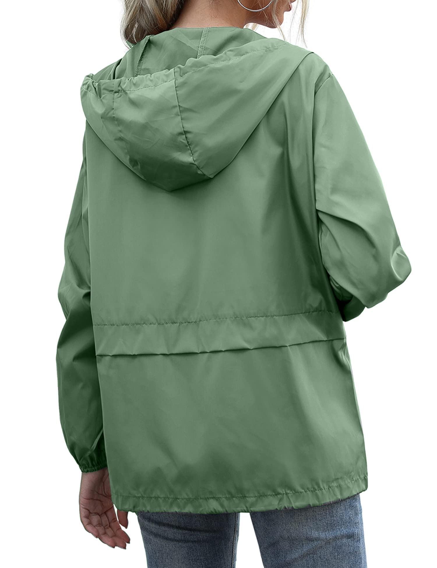 Women's Raincoats Lightweight Waterproof Windproof Adjustable Windbreaker Rain Jackets Hooded with Pockets S-XXL