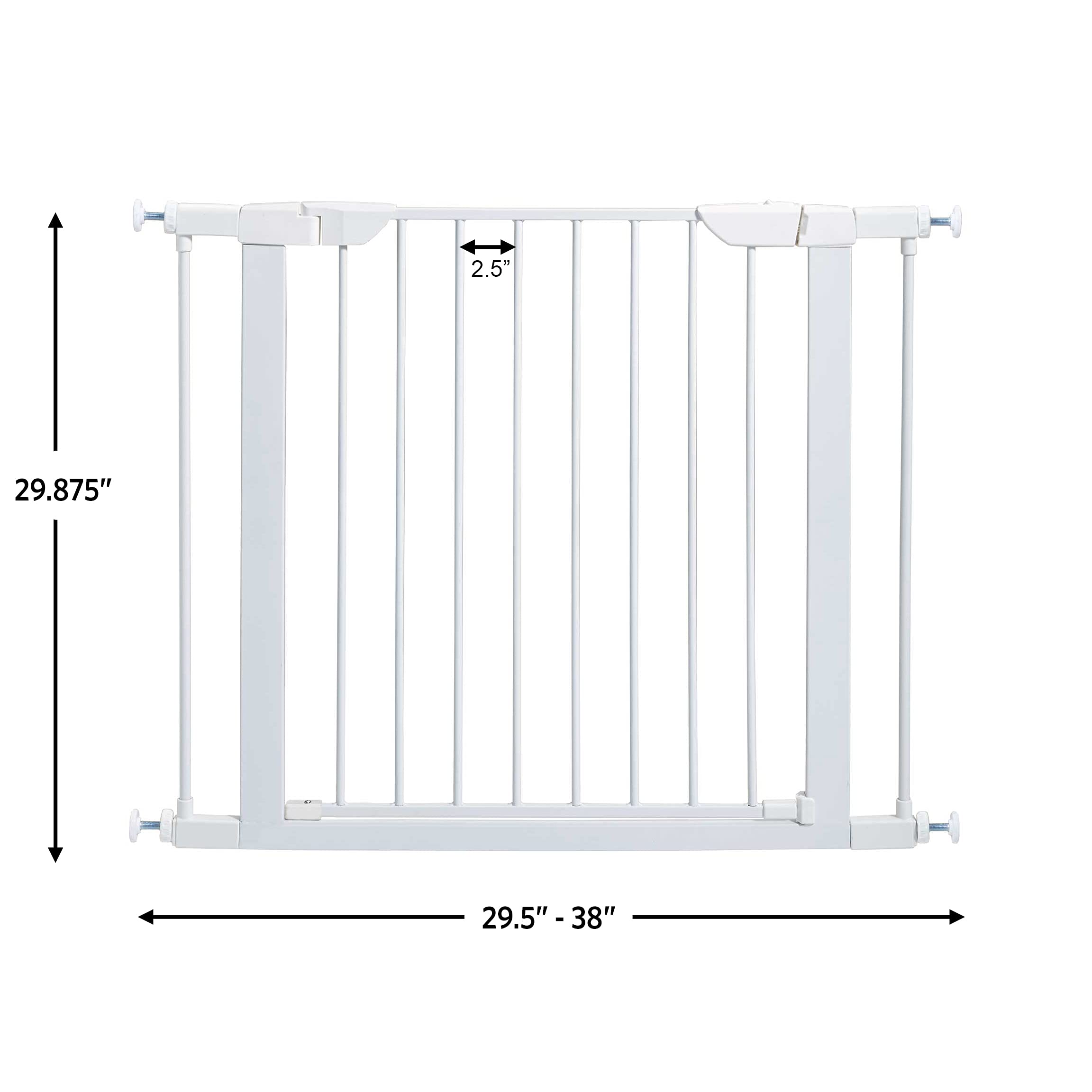 Midwest 29" Walk-Thru Dog Gate, Wooden Door | Steel Frame, Pressure Mounted, Expands 29.5"-38" Wide, Auto-Close Door, Latch Closure, Includes Two 3" Extensions