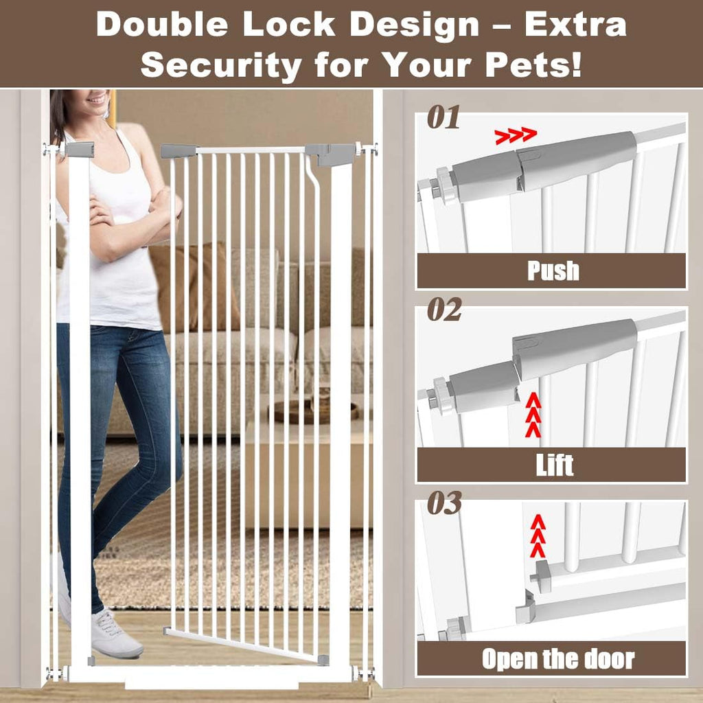Fairy Baby 51.1" Extra Tall Pet Gate, 29.5"-32.6" Adjustable Width Auto Close Encrypted Tall Dog Gate, Cat Proof Metal Gate Indoor for Doorway Hallways, Pressure Mounted Child Safety Gates, Black