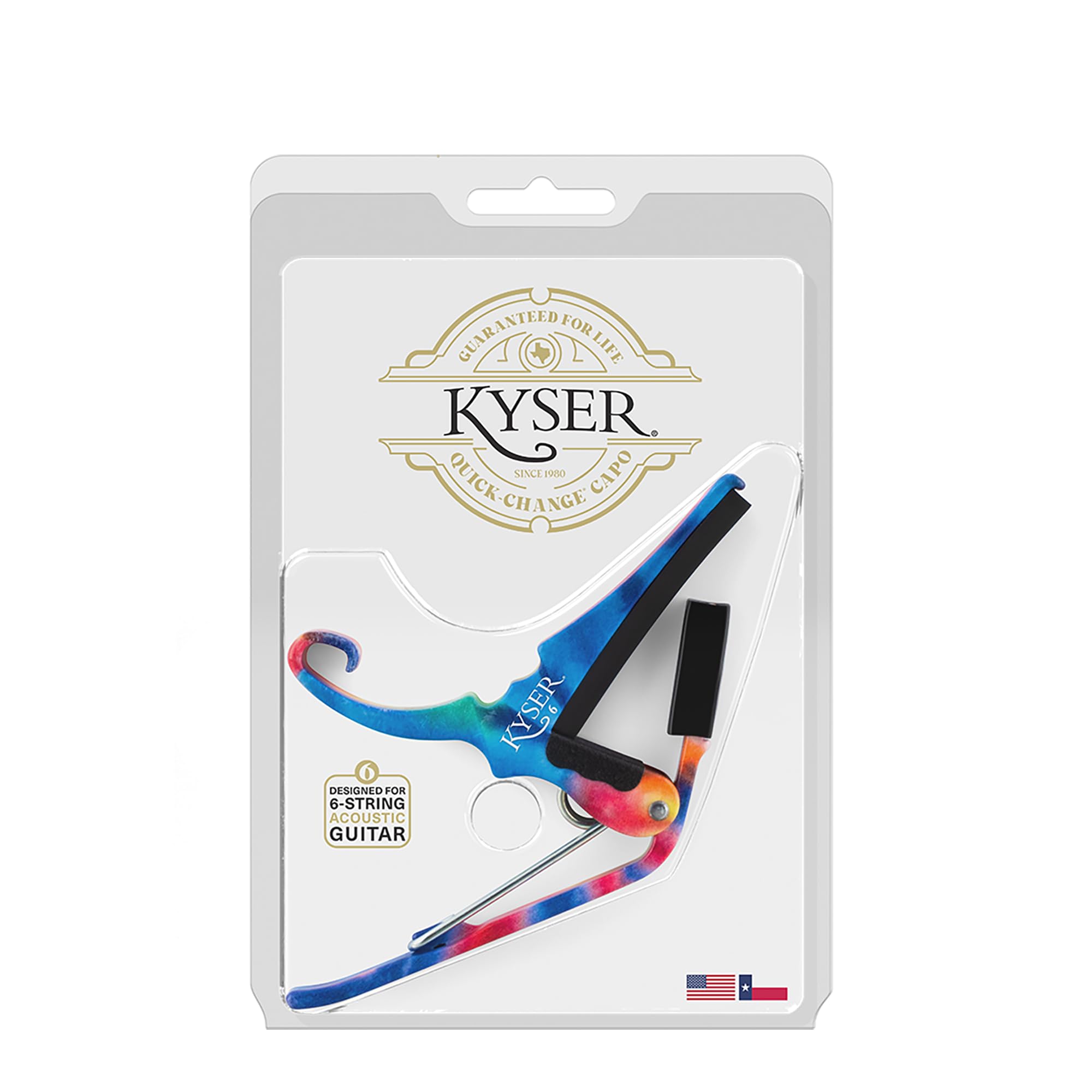 Kyser Musical Products Quick-Change Guitar Capo, KG6ABA, Abalone - For 6-String Acoustic Guitars, Made in USA, Quality, Strong, Lightweight, Quick & Easy Key Changes, Innovative, Perfect Fit
