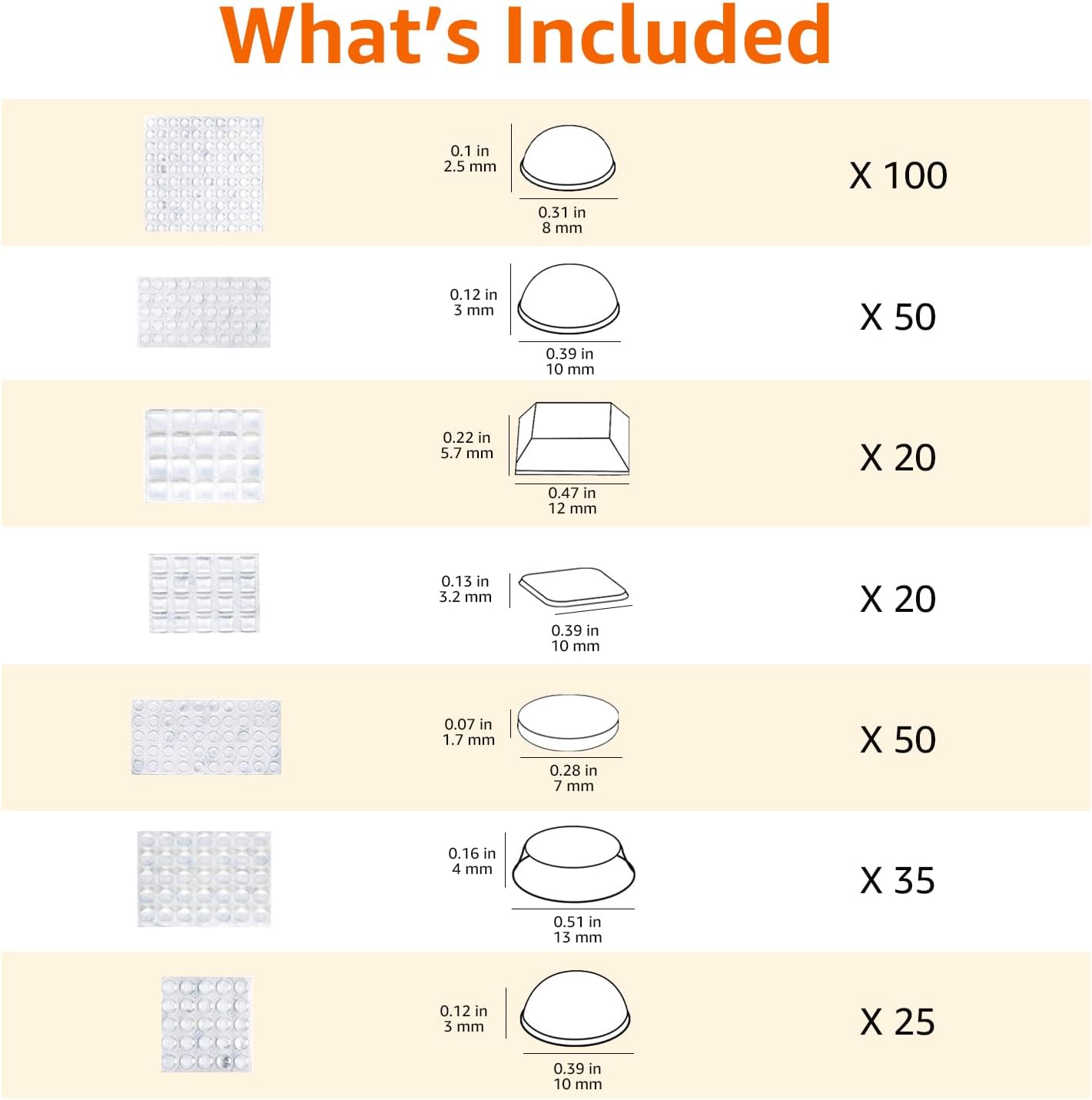 Amazon Basics Cabinet Door Bumpers, Clear Self Adhesive Pads for Surface Protection, Noise Reduction and Sound Dampening, Rubber Stoppers for Drawers and Cupboards, 300-Piece, 6.9 x 4.5 x 0.6 inch