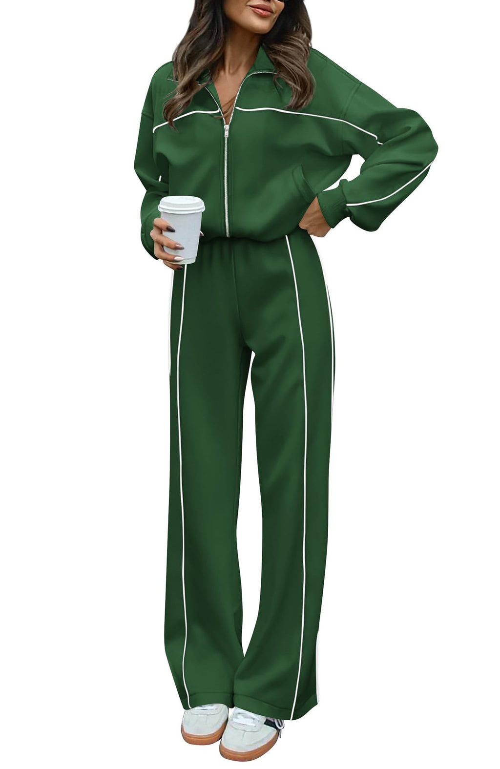 BTFBM Women's Two Piece Tracksuit Fall 2026 Long Sleeve Zip Up Sweatshirt Long Pants Outfits Jogger Sweatsuit Sets