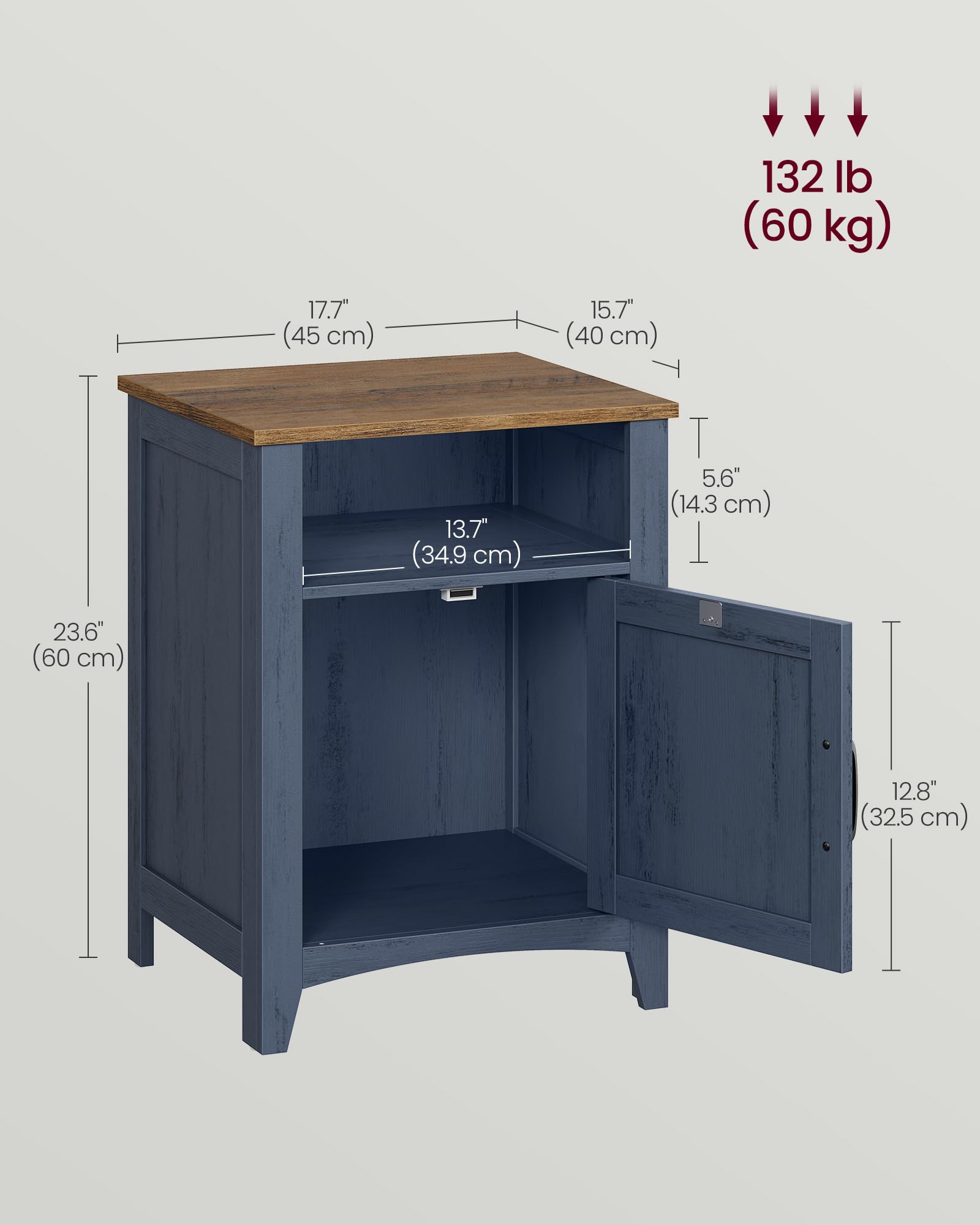 VASAGLE LIRY Collection - Farmhouse Nightstand with Barn Door, Bedside Table with Storage, Side End Table, Night Stand, Open Compartment, for Bedroom, Misty Gray ULET609G68
