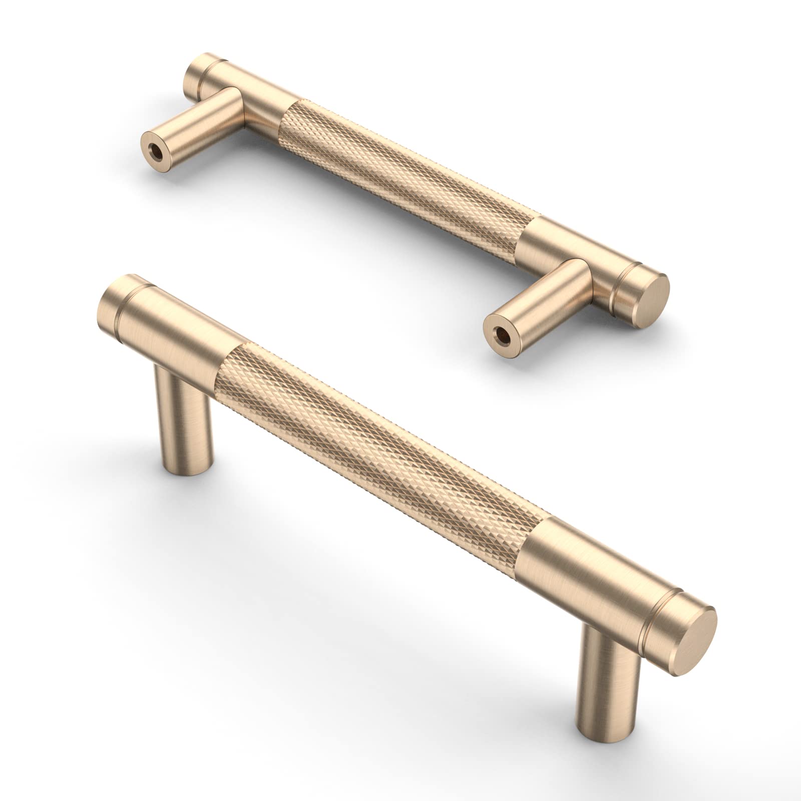 Asidrama 10 Pack 3 Inch(76mm) Matte Black and Champagne Bronze Cabinet Pulls Knurled Cabinet Handles Cupboard Handles Kitchen Cabinet Hardware for Cupboard Drawer Pulls