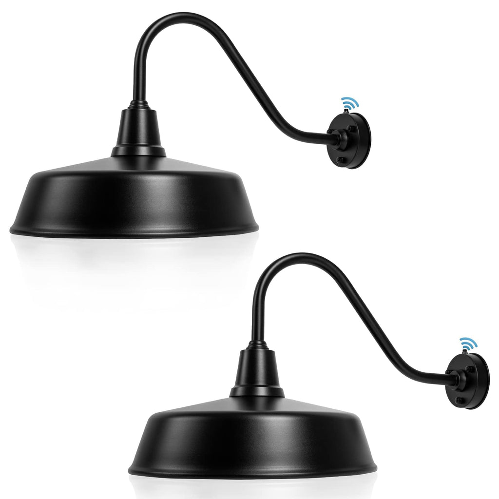 Barn Lights Outdoor Gooseneck Lighting, Dusk to Dawn Black Exterior Barn Lights for House, Farmhouse Wall Lighting Fixtures with Sensor for Porch Garage (1, 11" Diameter)