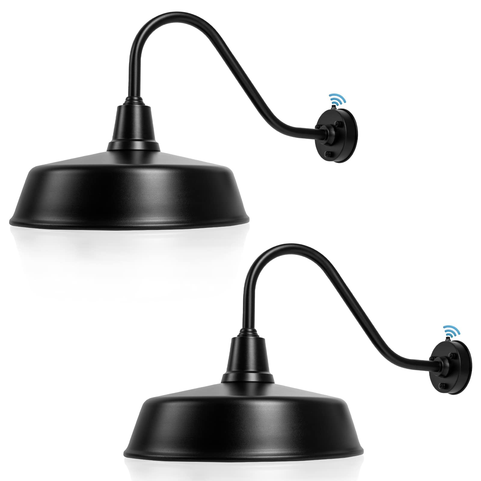 Barn Lights Outdoor Gooseneck Lighting, Dusk to Dawn Black Exterior Barn Lights for House, Farmhouse Wall Lighting Fixtures with Sensor for Porch Garage (1, 11" Diameter)