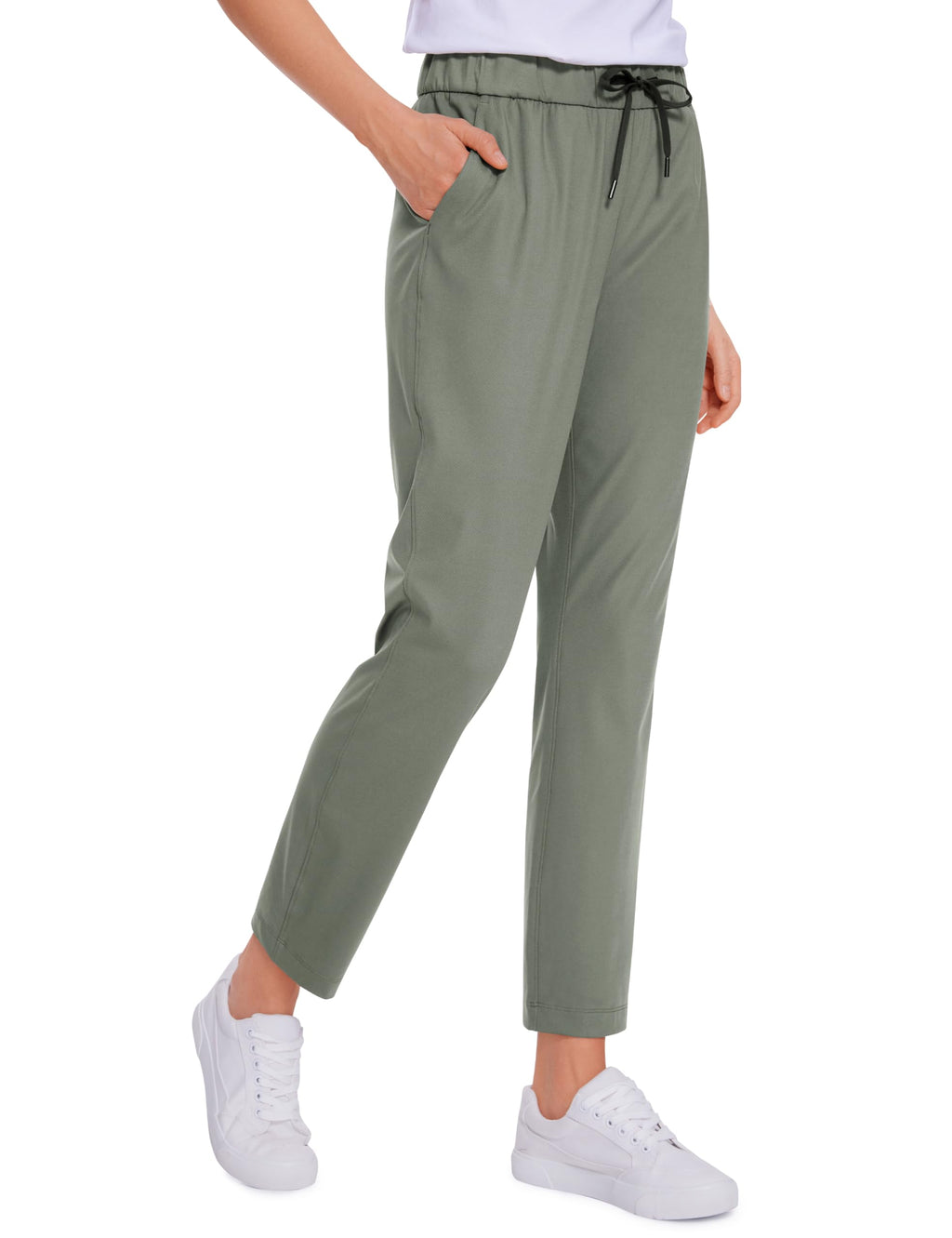 CRZ YOGA 4-Way Stretch Ankle Golf Pants for Women 27" - Casual Dress Work 7/8 Sweatpants with Pockets