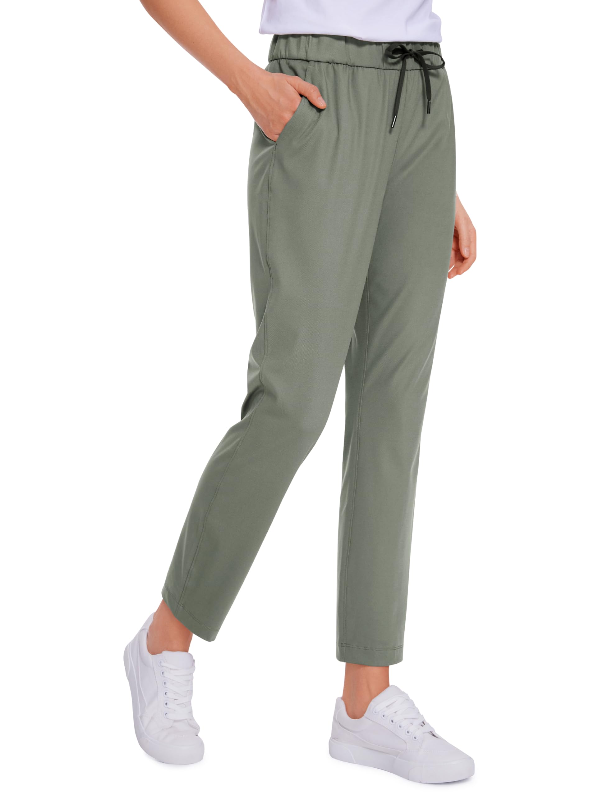 CRZ YOGA 4-Way Stretch Ankle Golf Pants for Women 27" - Casual Dress Work 7/8 Sweatpants with Pockets