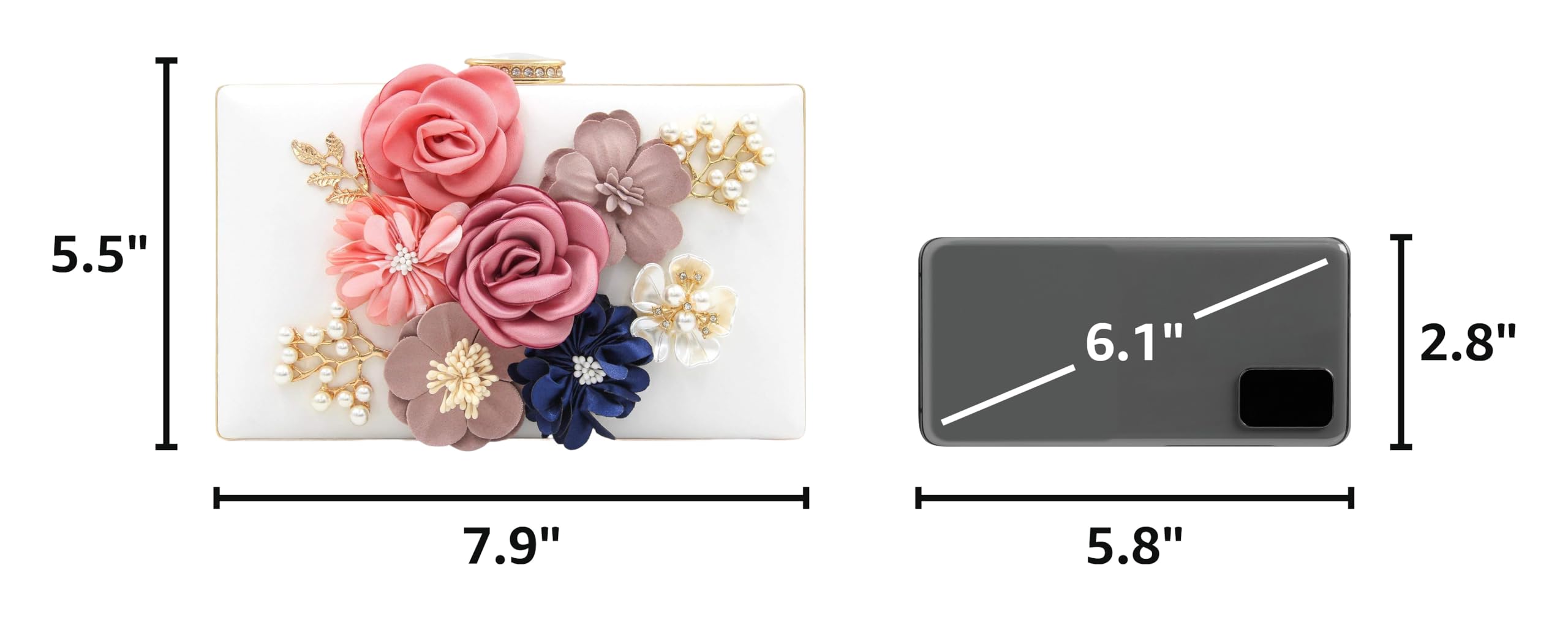 Evening Bag for Women, Flower Wedding Evening Clutch Purse Bride Floral Clutch Bag