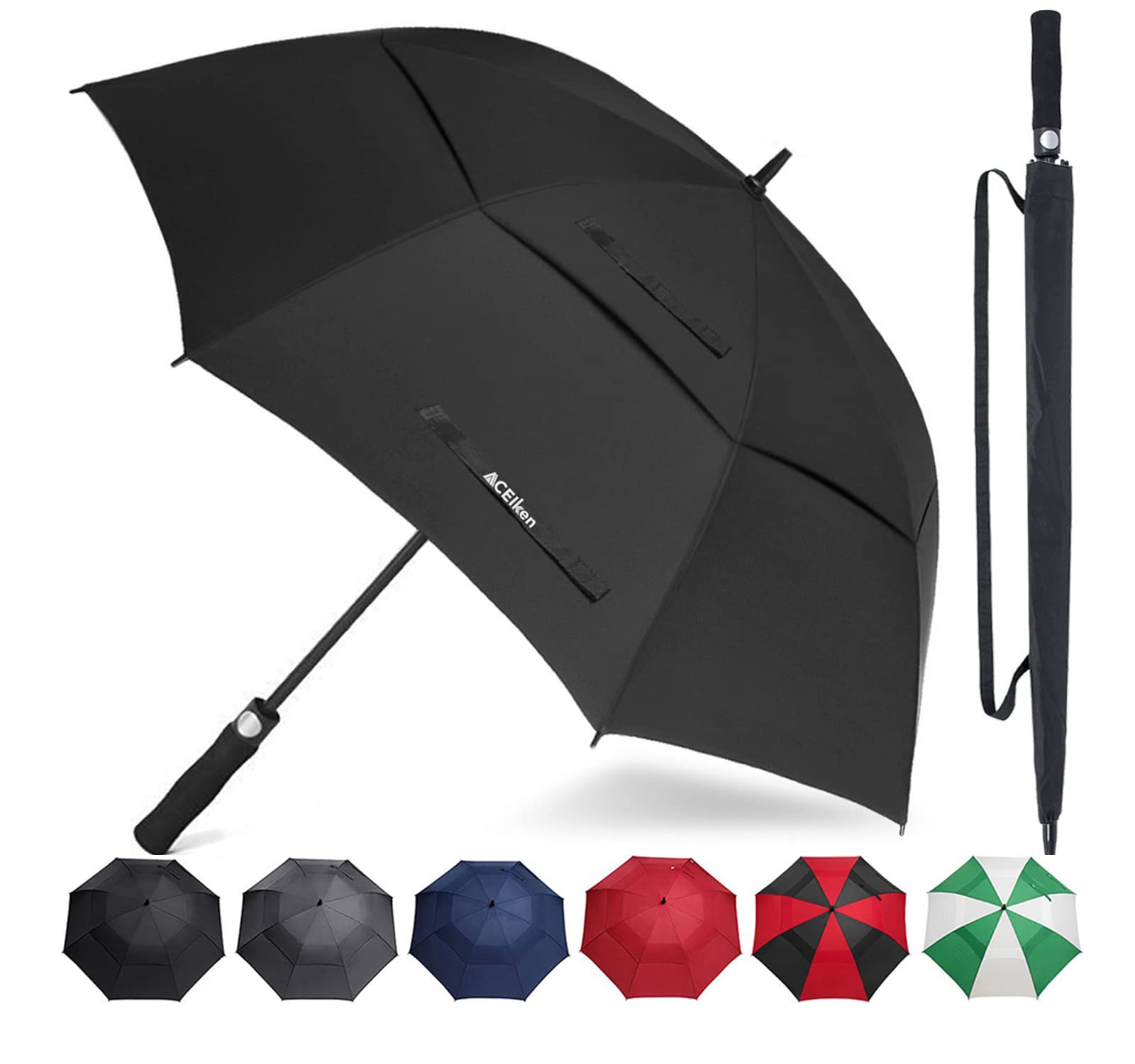ACEIken Golf Umbrella Large 58/62/68 Inch Automatic Open Golf Umbrella Extra Large Oversize Double Canopy Vented Umbrella Windproof Waterproof for Men and Women