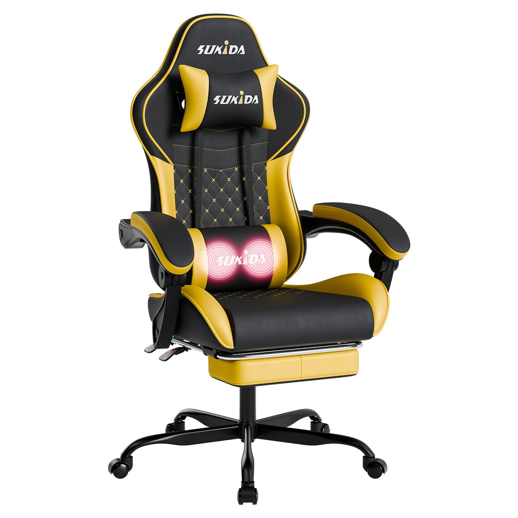 Ergonomic Video Gamer Chairs Gaming Computer Chair Gamer Chairs for Adults Massage Lumbar Support Swivel Height Adjustable Headrest Backrest