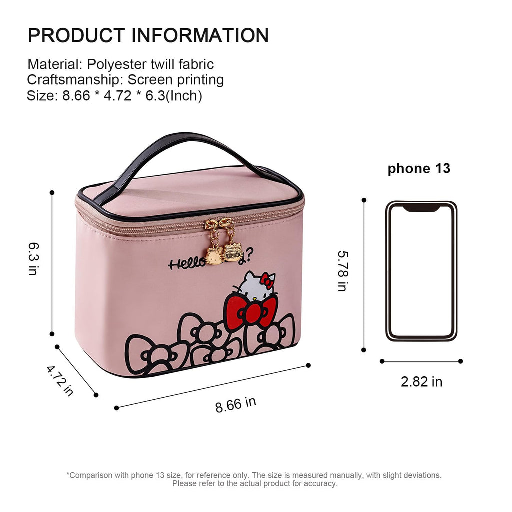 AmBealla Makeup Bag Large Waterproof Cosmetic Bags with Makeup Brush Holder,Cute Printed Makeup Organizer for Women Traveling,Portable Toiletry Bag for Girls
