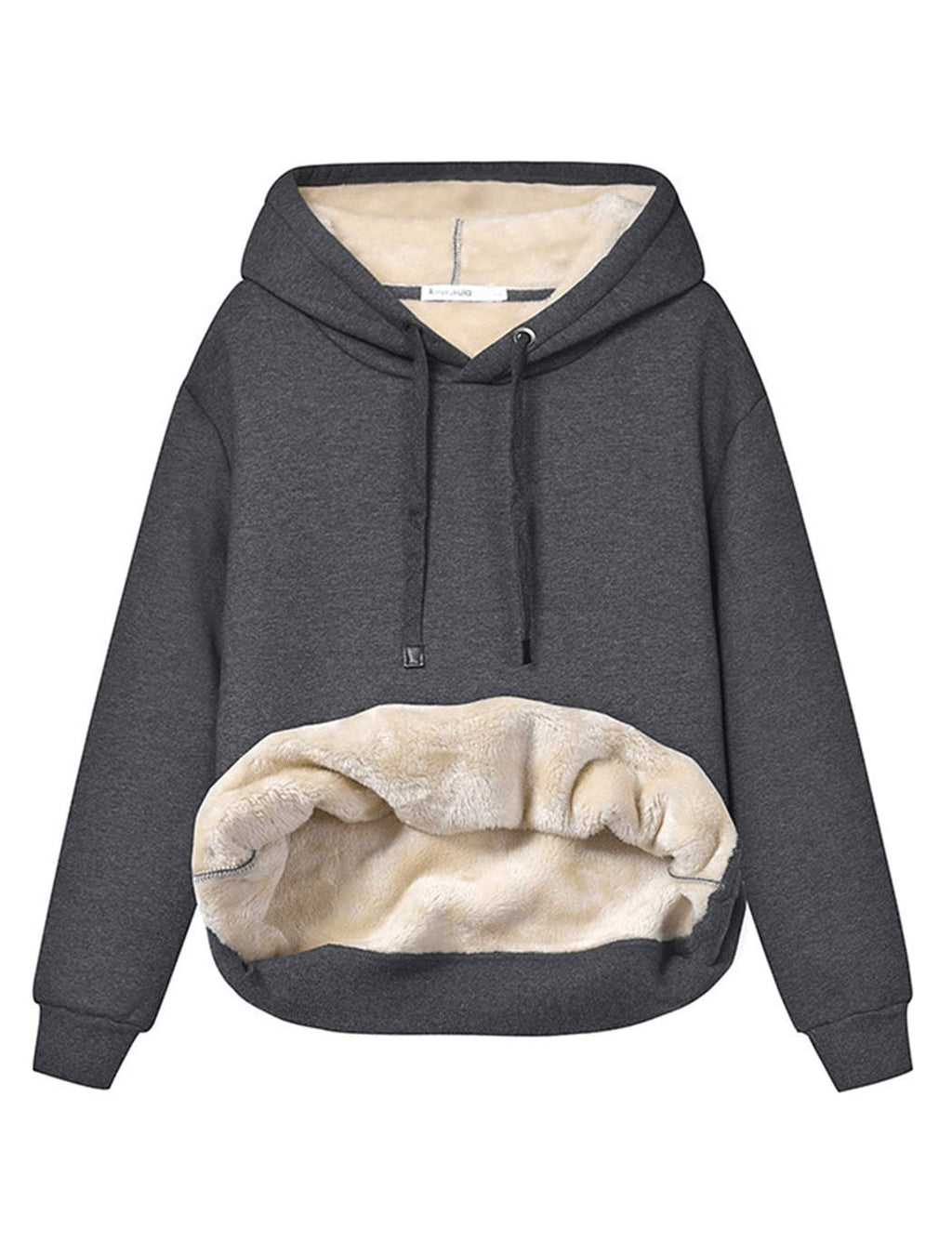 Haellun Womens Casual Winter Warm Fleece Sherpa Lined Pullover Hooded Sweatshirt