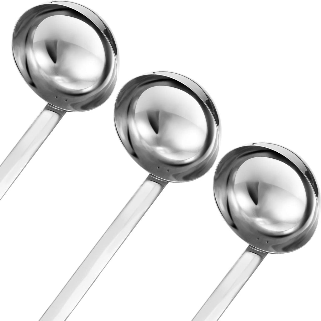 meekoo 1 Pieces Stainless Steel Ladle Soup Handle Ladle with Pouring Rim for Kitchen Cooking Soup Sauce (1 oz)