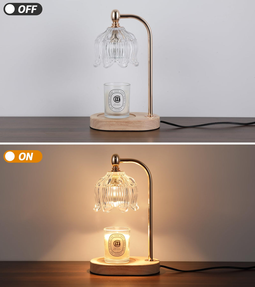 MEIXISUE Candle Warmer Lamp with Timer and Dimmer,Electric Amber Light Gifts for Women Melt Wax Warmer Lamp with 2 Bulbs for Candle Jars House Warming New Home Decor
