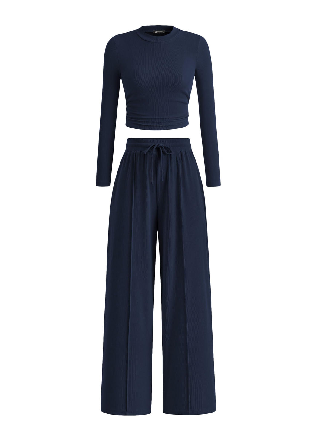 PRETTYGARDEN Women's 2 Piece Sets 2026 Fall Long Sleeve Crop Tops Wide Leg Pants Matching Outfit Tracksuits Spring Clothes