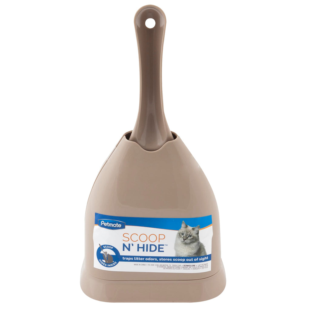 Petmate Scoop N' Hide Cat Litter Scoop with Discreet Litter Scoop Holder, Brushed Nickel