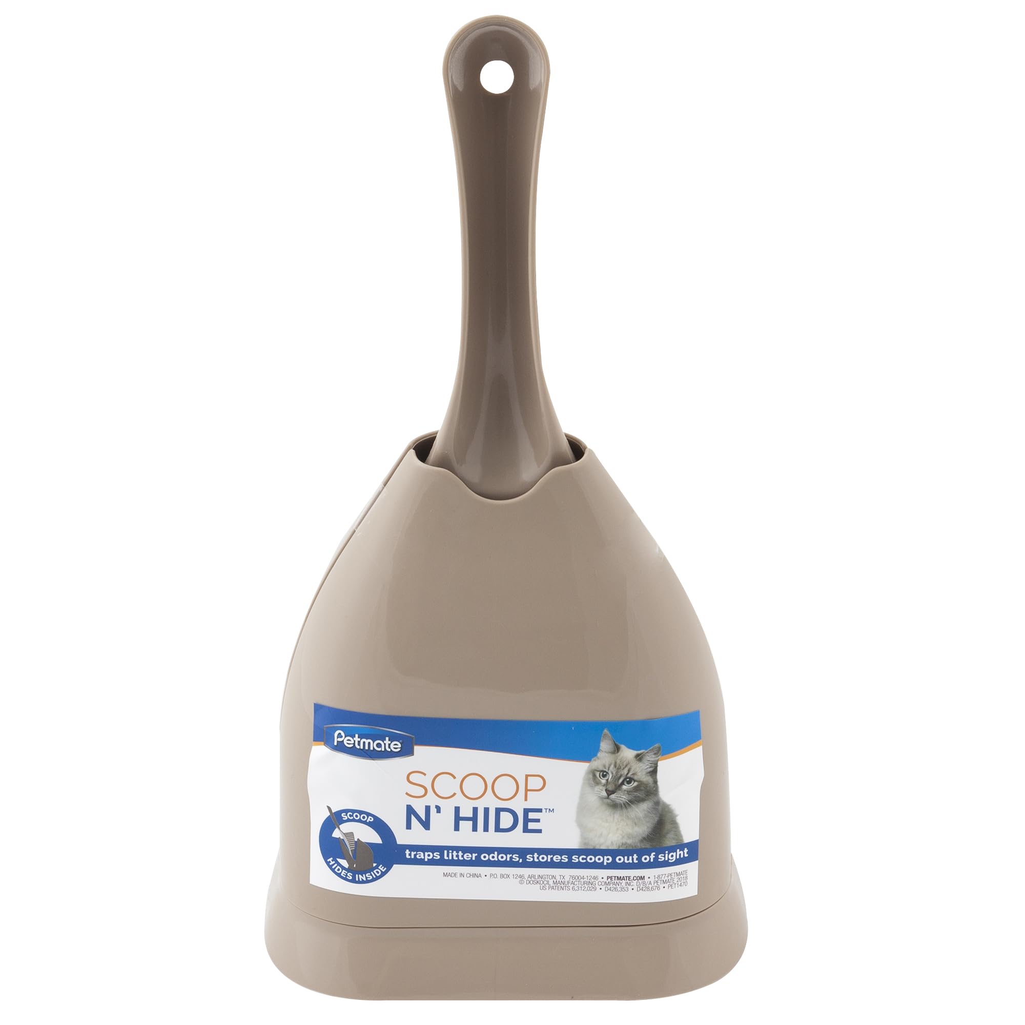 Petmate Scoop N' Hide Cat Litter Scoop with Discreet Litter Scoop Holder, Brushed Nickel