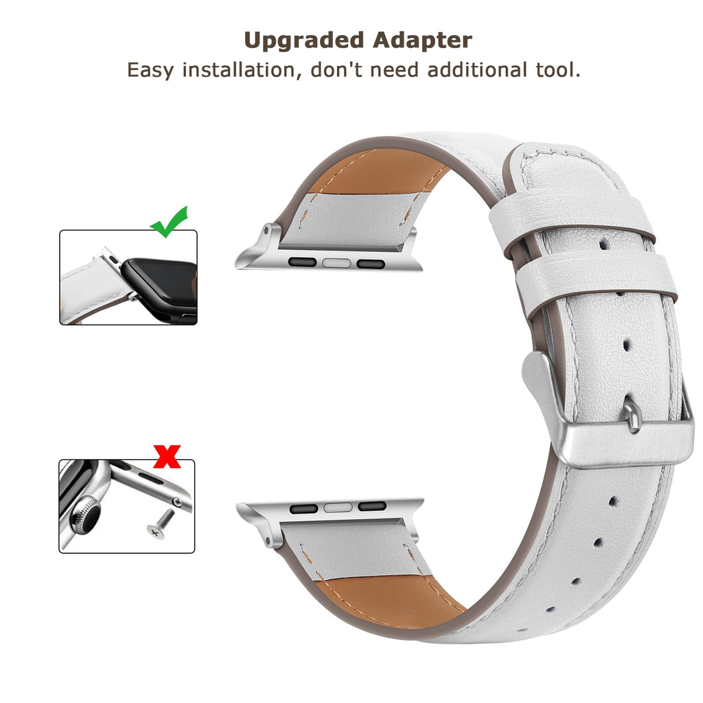 Tasikar Bands Compatible with Apple Watch Band 42mm (Series11/10) 41mm 40mm 38mm Men Genuine Leather Replacement Bands Compatible with Apple Watch SE Series 11 10 9 8 7 6 5 4 3, Black