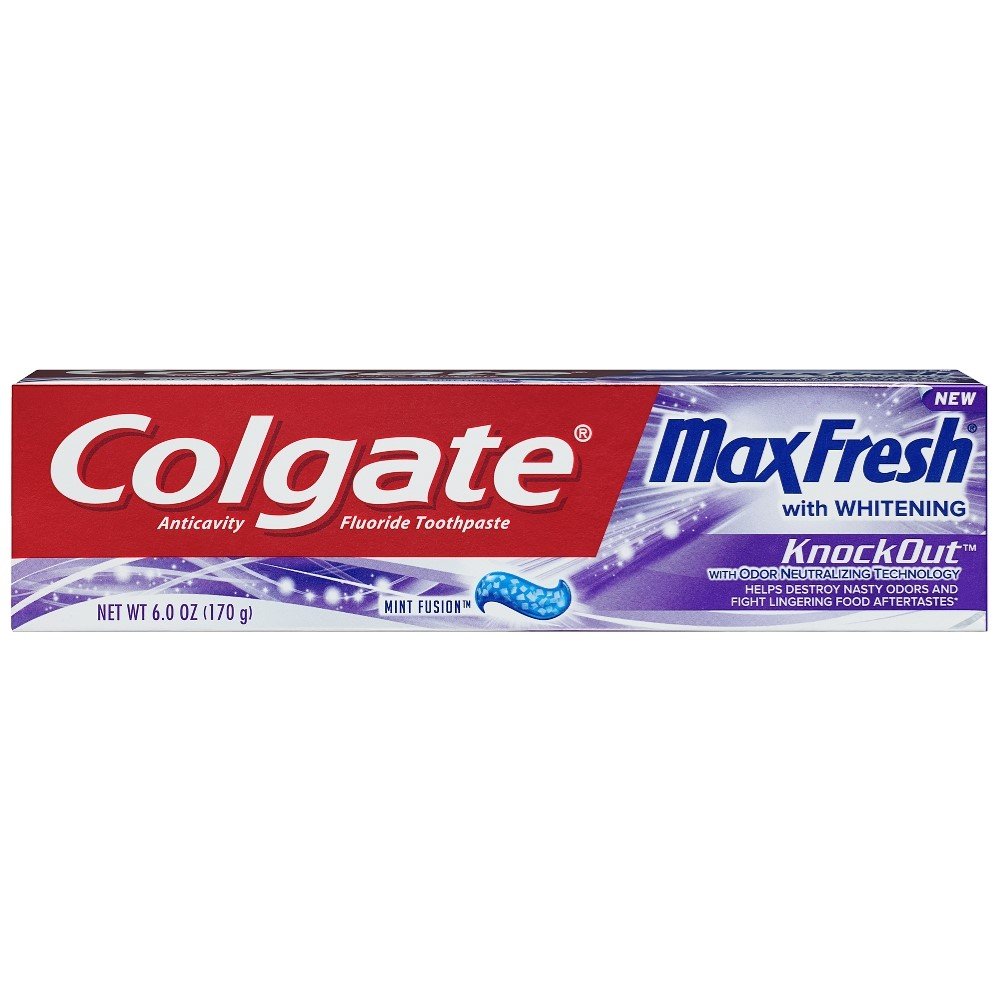 Colgate Max Fresh Toothpaste - KnockOut - With Odor Neutralizing Technology - Net Wt. 6 OZ (170 g) Per Tube - Pack of 4 Tubes | Odor Neutralizing Technology