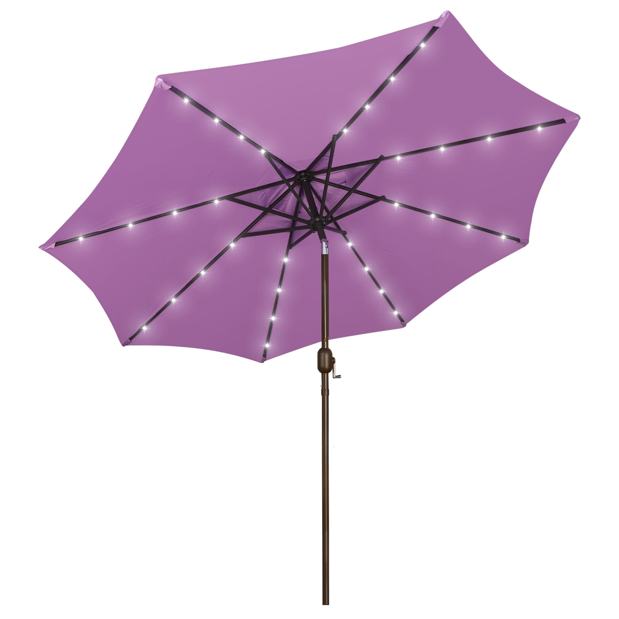 Blissun 9 ft Solar Umbrella, 32 LED Lighted Patio Umbrella, Table Market Umbrella, Outdoor Umbrella for Garden, Deck, Backyard, Pool and Beach (Light Blue)